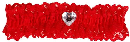 Kousenband grote maat - rood met kant en strass hartje