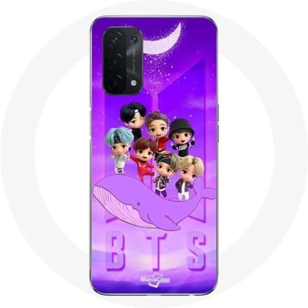 Coque pour Oppo A74 5G - BTS - TinyTAN Animation Affiche - Souple - Noir - Mixte