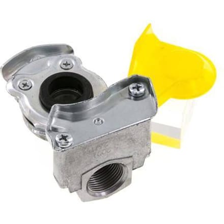 Aluminium Gladhand Koppeling M22x1.5 Binnendraad Onderbreking (geel) DIN 74342