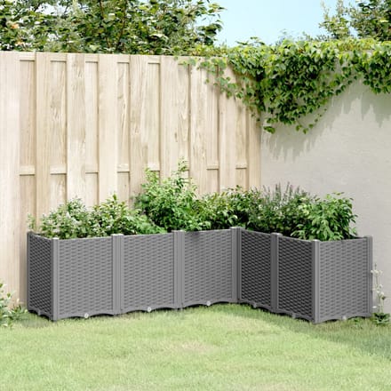 vidaXL - Plantenbak - 160x120x53 - cm - polypropeen - lichtgrijs