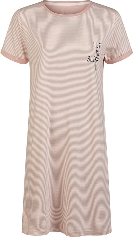 By Louise Essential Dames Nachthemd Korte Mouw Gestreept Roze - Maat 3XL