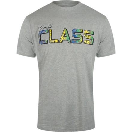 Cavalli Class Levendig Bloemenlogo Grijs T-shirt