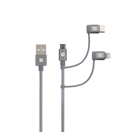 Skross USB-kabel USB 2.0 USB-A stekker 0.30 m Space grijs Rond, Flexibel, Stoffen mantel SKCA00133-130CN