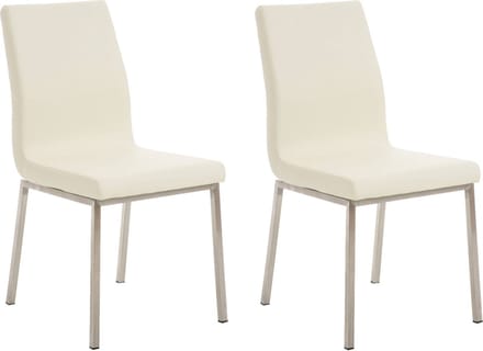 CLP Colmar Set van 2 eetkamerstoelen - RVS - Kunstlkeer - creme