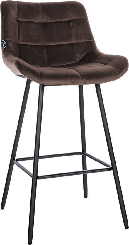 CLP West Barkruk - Met rugleuning - Voetsteun - Metalen frame - zwart/bruin