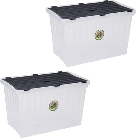 Storage Solutions Opbergdozen/organizers met deksel 2x stuks - kunststof - 76L