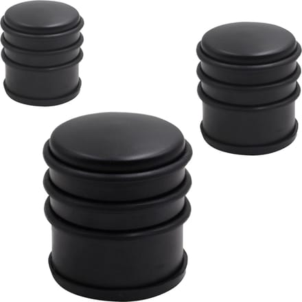 Deurstopper DARA mat zwart - 3 stuks - deurstop rond - zonder schroeven - diameter 7 cm en hoogte 7,7 cm