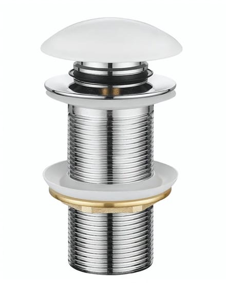 DutchLine Afvoerplug - Extra Lange Clickwaste 10cm - Glans Wit Keramiek