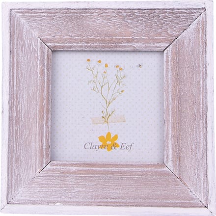 Clayre & Eef Fotolijst 7x7 cm Bruin Wit Hout Vierkant Fotokader