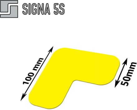 SIGNA 5S Vloermarkering L-vormig 100x100mm Geel