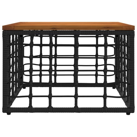 vidaXL - Tuin - Tafel - Zwart - en - natuurlijk - 55 - x - 55 - x - 37 - cm - PE - Riet - en - Glas