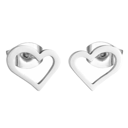 Fako Bijoux® - Oorbellen - Steker - RVS - Stainless Steel - Open Hart