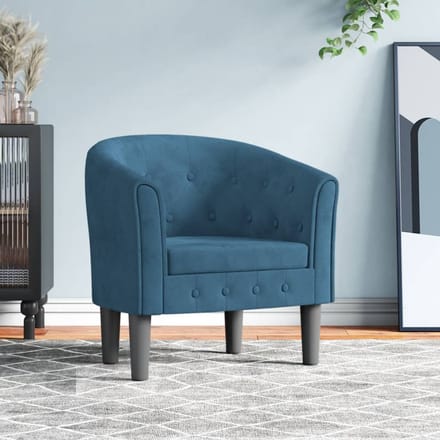 Vidaxl Clubfauteuil, Donkerblauw, Bekleed met Fluweel