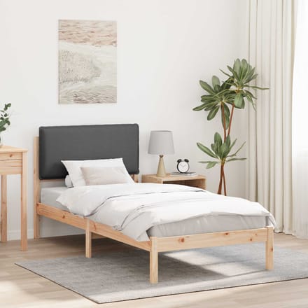 vidaXL - Bedframe - met - Gevoerde - Hoofdbord - Donkergrijs - 80 - x - 200 - cm