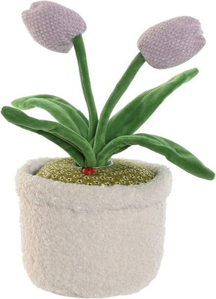 ITEM Deurstopper tulpen in pot - paars - polyester - 14 x 14 x 30 cm - tegen klapperende deuren