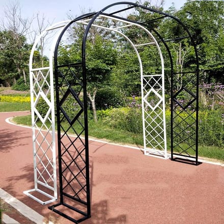 Grote Boog met Basis - Pergola Prieel - Tuin Decoratie - Roestbestendig Metaal - 280x230x40cm - Wit