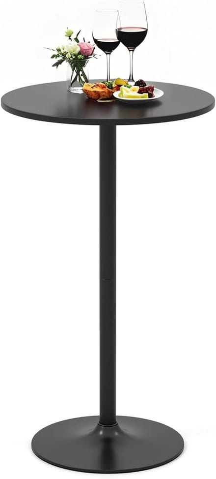 Verstelbare Ronde Bartafel 56-101,5 cm - Moderne Statafel en Bistrotafel - Zwart