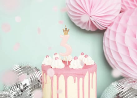 Taart kaarsje 3 jaar roze