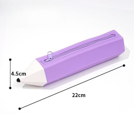 Sac de Rangement Grande Capacité Forme Crayon Créative Fermeture Éclair Trousse à Crayons en Silicone violet