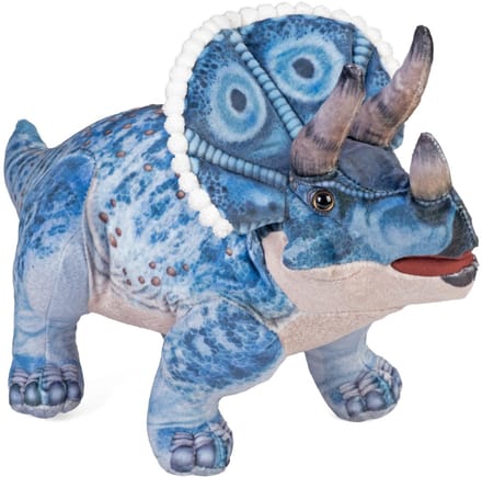 Wild Republic dinosaurus knuffel - Triceratops - blauw - 43 cm - pluche - dino knuffels