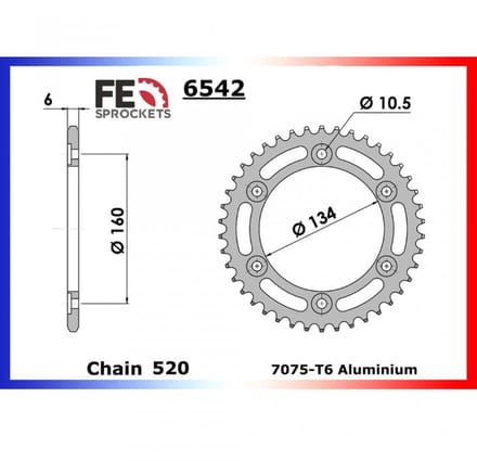 Achtertandwiel FE voor motor Honda 1000 CBR RR R FIREBLADE 2021 tot 2023