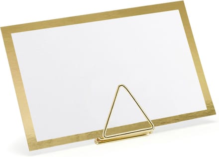 Naamkaartjes/plaatskaarten met houders - Driehoek - Bruiloft - 10x sets - goud