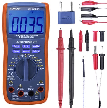 Digitale Multimeter met True RMS, 6000 Weergave, Automatische Meetfunctie en Temperatuurmeting
