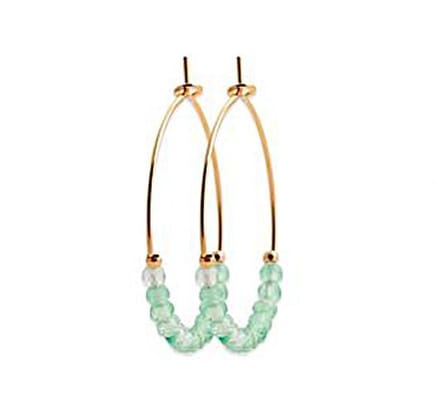 Montebello Oorbellen Auro - 925 Zilver Verguld - Chalcedoon - 1mm - ∅30mm