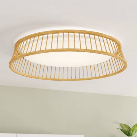EGLO LED plafondl. Luppineria houtvlechtwerk Ø45cm
