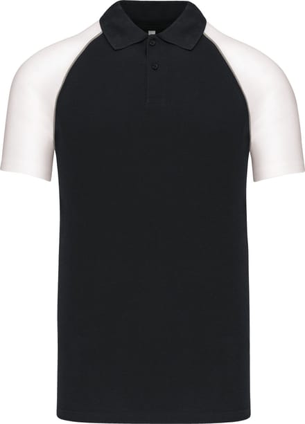 Herenpolo 'Baseball' korte mouwen Black/White - L