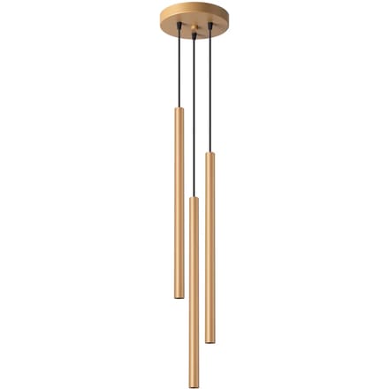 Hanglamp PASTELO 3P met 3 buiskappen op ronde rozet - Sollux Lighting - IP20 - Goud staal behuizing - 20 x 20 x 115 cm - 3 x G9 LED, exclusief lichtbron - 3 x 8 W - Moderne hanglamp voor woonkamer, slaapkamer en eetkamer