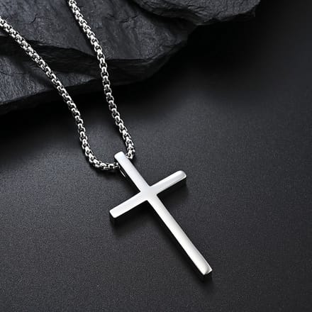 VANDAAG VERZONDEN - Ketting - Cor&Sinho® - Staal - Kruis 5cm - Christelijk - Bijbeltekst