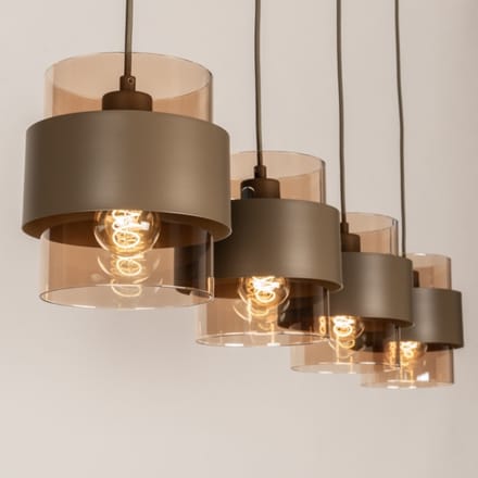 Lumidora Hanglamp 75527 - EIXAMPLE - 4 Lichts - E27 - Bruin - Metaal