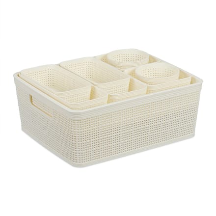 lade organizer - 10-delige set - kunststof - versch. groottes - mandjes - wit