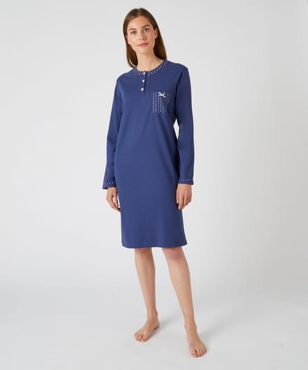 Damart - Slipdress mesh jersey, lengte 95 cm - Dames - Blauw - 46-48 (L)