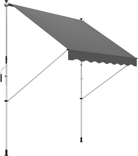 Outsunny - Luifel - met Zwengel - 3 x 1,5 m - Grijs