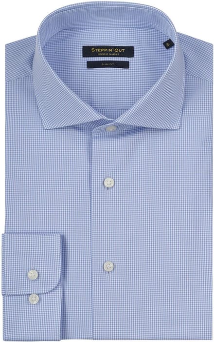 Steppin' Out Overhemd Slim-Fit Ruit Lichtblauw - Maat 3XL - Heren