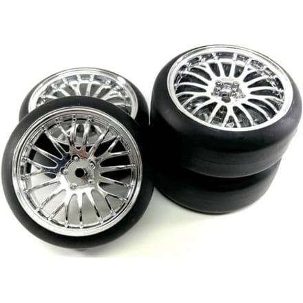 Absima 1:10 Straatmodel Complete wielen Drift Chroom 4 stuk(s)