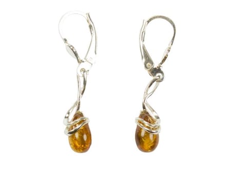 Zilveren oorbellen met sluiting Amber / Barnsteen 925 zilver