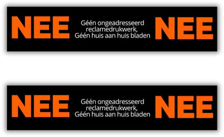 Nee Nee Brievenbus stickers - 14x3cm - set van 2 - Nee Nee stickers - UV en waterproof