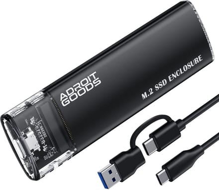 AdroitGoods M.2 Behuizing - NGFF&NVMe - 10Gbps - Externe USB-C SSD behuizing - Aluminium - Zwart