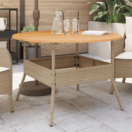 vidaXL - Tuintafel - met - acaciahouten - blad - Ø110x71 - cm - poly - rattan - beige