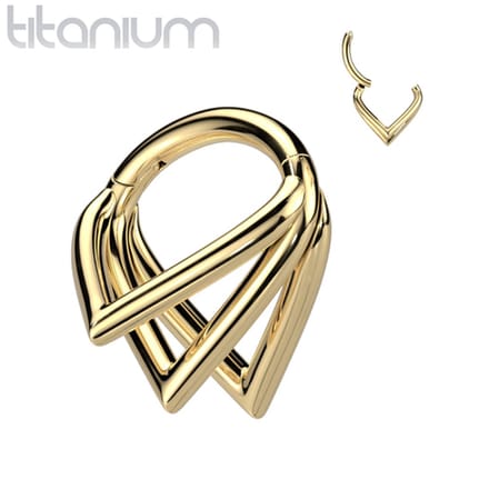 Piercing titanium triple chevron Hoops 1.2x10 - goud - LMPiercings