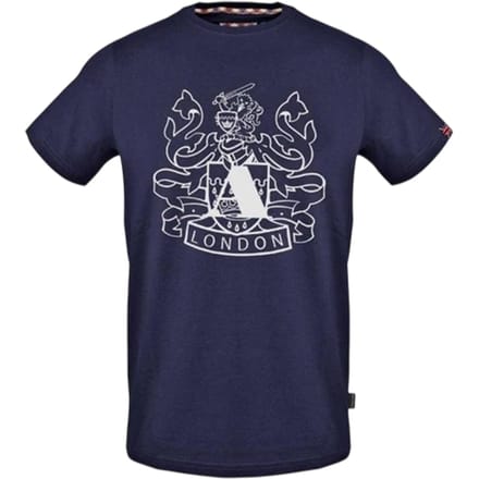 Aquascutum Heren Shield Aldis Groot Logo T-Shirt (Marine)