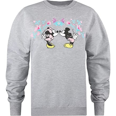 Disney Dames/dames Mickey & Minnie Mouse Kruissteek Sweatshirt (Sportgrijs)