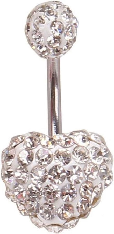 Fako Bijoux® - Navelpiercing - Disco Dots Duo - Hart - Wit