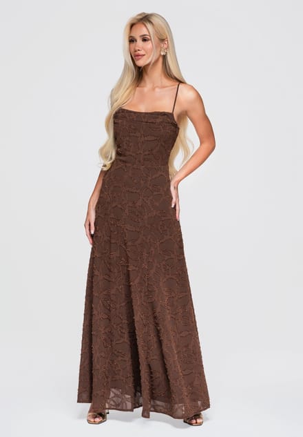 LARICA Jurk - Veters - Gebloemd - Jurk Bruin M