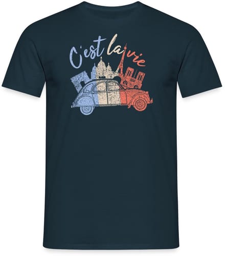 Citroën 2CV C'est La Vie Slogan T-Shirt Heren