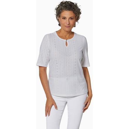 Vrouwelijk kanten shirt - wit - Gr. 48 van Goldner Fashion