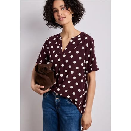 Blouse met korte mouwen en omslag